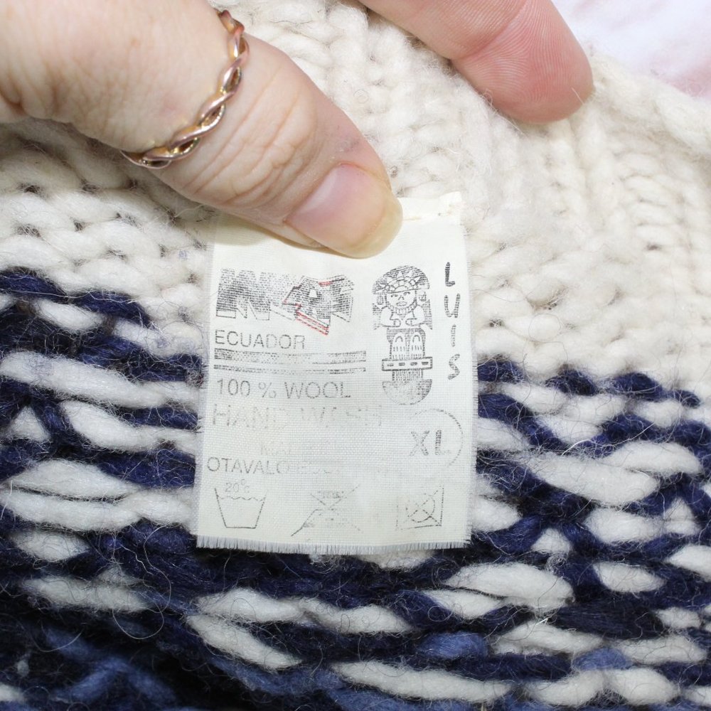 Luis Multicolor 100% Wool Snowfalkes Button Front Knit Sweater Size XL - Picture 4 of 8
